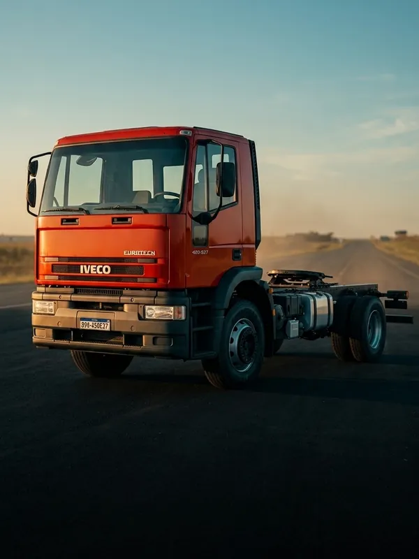 Caminhão Iveco vermelho na estrada: linha pesada de tampas Trink para caminhões